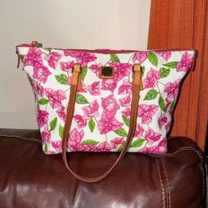‼️Dooney & Bourke Pink Floral Zip Top Tote Shoulder Bag